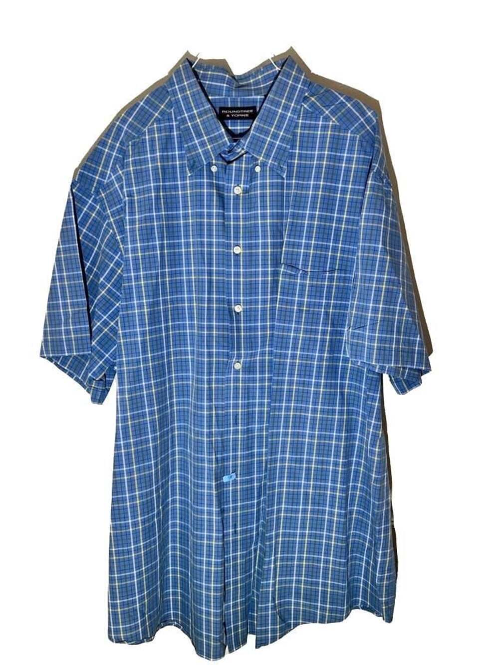 Roundtree & Yorke Men's Short Sleeve Plaid Button Down Shirt 3XT